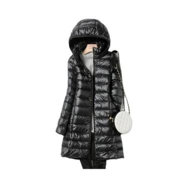 Imagem de Jaqueta Feminina Slim Fit Com Capuz, Moda Coreana, Casaco Longo Leve D