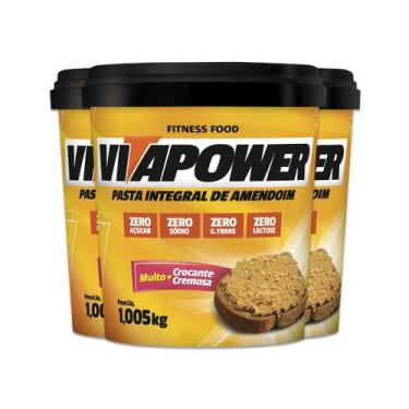 Imagem de Kit 3 Pasta de Amendoim Vitapower Integral Crocante 1Kg - Vitafor
