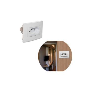 Imagem de 1x Tomada 2p+t 10a Embutir Branco + Placa Móveis Gesso Branco - Sopran