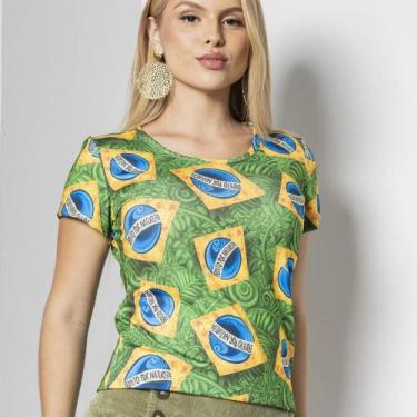Imagem de Blusa Baby Look Feminina Copa do Mundo Brasil T-Shirt Virginia Suplex 
