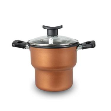 Imagem de Cuscuzeiro Teflon Antiaderente Tampa de Vidro 14cm - Global Alumínios 