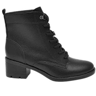 Imagem de Bota Via Marte Urban Lace Up Salto Bloco Preta, Preto, 36