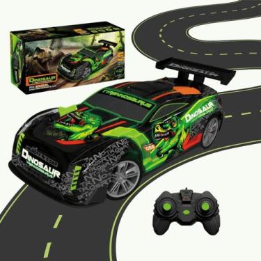 Imagem de Carrinho Controle Remoto Dino Tiranossauro Rex Racing Super Luz Verde 