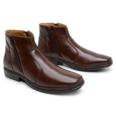 Imagem de Bota Coturno Masculina Couro Cano Baixo Zíper Macia Casual-Masculino