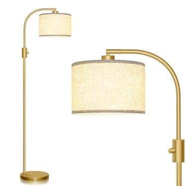 Imagem de 【Atualizado】 Luminária de chão dourada regulável, lâmpada LED de 1200 lúmens incluída,...
