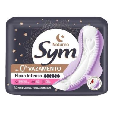 Imagem de Absorvente Sym Noturno Fluxo Intenso Extra Suave Com Abas 30 Unidades