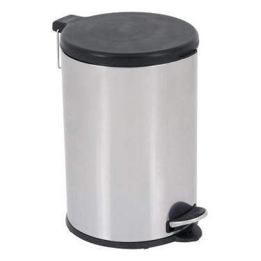 Imagem de Lixeira Cozinha Preta 15l 45x25cm Inox - Brazil Home Living