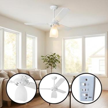 Imagem de Ventilador de Teto Lorensid Diplomata Lumi M3 Branco Preto 127v 127w d