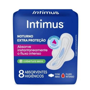 Imagem de Absorvente Intimus Noturno Cobertura Seca C/Abas 8 Unidades