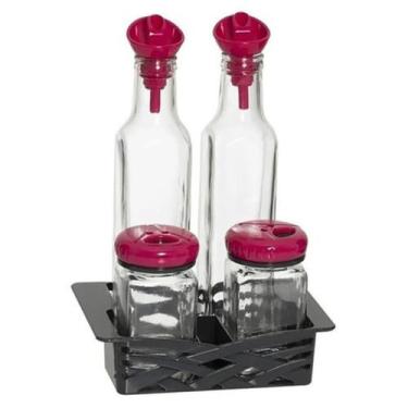 Imagem de Kit galheteiro 250ml pink casambiente completo com 5 peças galeteiro -