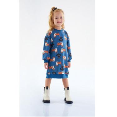 Imagem de Vestido Infantil Moletom longo Dogs Azul Inverno Up Baby, 1