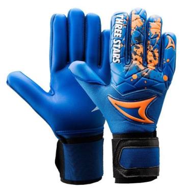 Imagem de Luva Goleiro Futebol Campo Three Stars Kick - Palma Azul