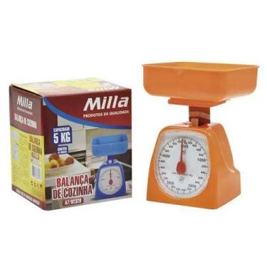 Imagem de Balança De Cozinha Milla 5 Kg Com Bandeja Retro Analógica Laranja