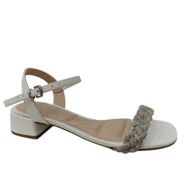 Imagem de Sandalia mariotta salto baixo feminino 20626-10, 35, Branco