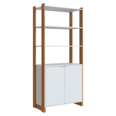 Imagem de Estante Multiuso EY202 2 Portas 4 Prateleiras MDP 73cm Branco Nova Mobile