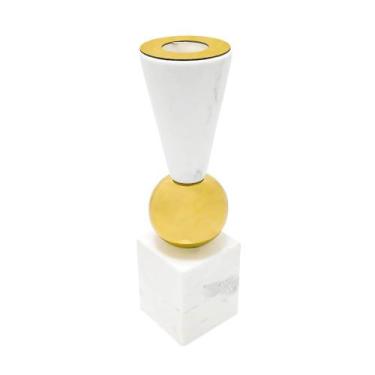 Imagem de Castiçal Decorativo Marmore e Metal Formas Geometricas - LUXdécor