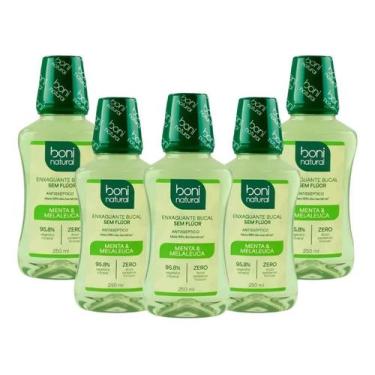 Imagem de Kit 5 Enxaguantes Bucais Sem Flúor Menta e Melaleuca 250ml Boni Natura