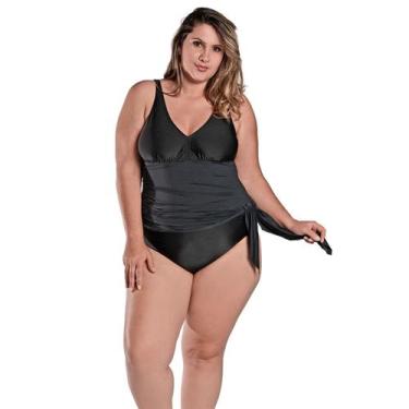 Imagem de Maiô Body Plus Size com Saída de Praia Embutida Preto - STW Moda, Pret