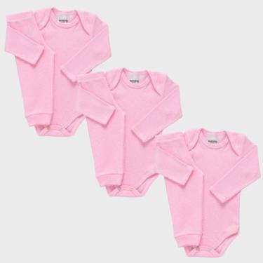 Imagem de Kit 3 Conjuntos Body Bebê Manga Longa + Calça Canelado Enxoval Materni
