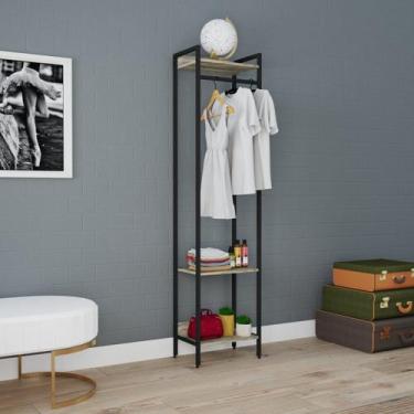 Imagem de Estante Closet Arara 187x45cm 3 Prateleiras Active Yescasa Marrom/Carv