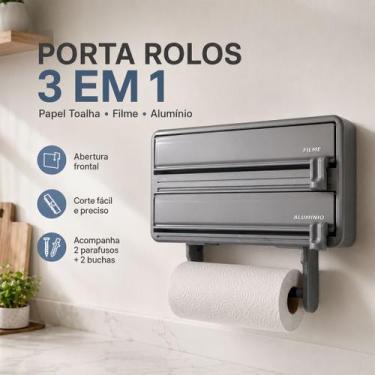 Imagem de Suporte Porta Papel Toalha Filme Alumínio Com Cortador - mek motors