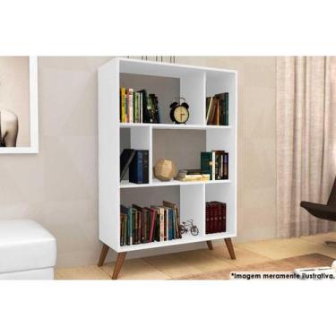Imagem de Estante Livreiro Solteiro RT3015 c/ 6 Nichos Branco - Movelbento