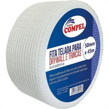 Imagem de Fita Telada Compel Fibra De Vidro Para Drywall Trincas Autoadesiva 50M