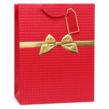 Imagem de Sacola de Presente Laço/Fita Metálico 42X31X12CM Grande Papel Premium 