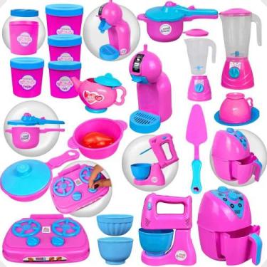 Imagem de Kit Cozinha Completa Brinquedo Infantil 29pçs Menina Rosa Ro - Congrat
