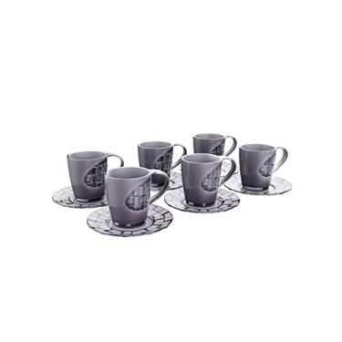 Imagem de Kit Caneca 250ml com Pires, Fumê, 6 unidades, Crippa