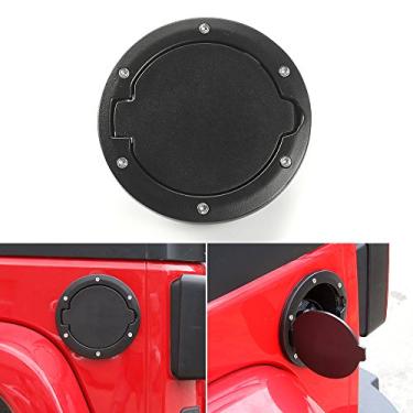 Imagem de JeCar Tampa de alumínio para porta de enchimento de combustível para Jeep Wrangler 2007-2018 JK e acessórios ilimitados (preto)