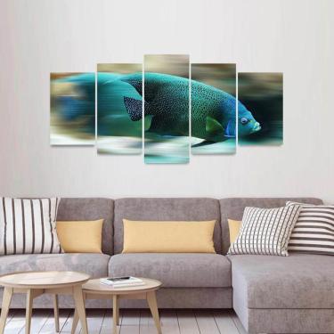 Imagem de Quadro Peixe Áquario Artístico Mosaico 5 Peças 130x63