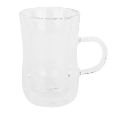 Imagem de Byged Caneca de cerveja de vidro, Caneca de água transparente de vidro de 80 ml com alça ergonômica para cozinha doméstica