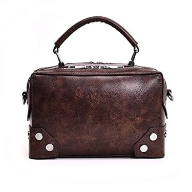 Imagem de Bolsa feminina com alça superior bolsa de ombro bolsa de ombro bolsa moda clássica retrô bolsa transversal de couro médio, Café