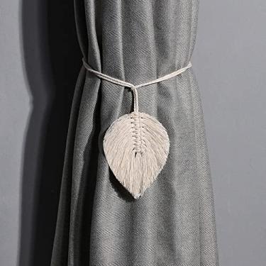 Imagem de peças Cortina de Macrame Folha Colorida Suportes de Cortina Trançada Cortinas de Algodão Janela Casa Decoração de Quarto, Branco