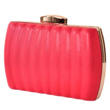 Imagem de Bolsa clutch feminina PU bolsa de mão feminina festa de casamento bolsa de mão acessórios, Vermelho, M