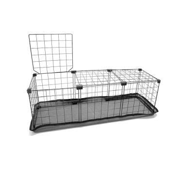 Imagem de Cercado para Porquinho da Índia 30x90x30cm com Teto e Tapete Bandeja Higiênico Aramado Pet Preto