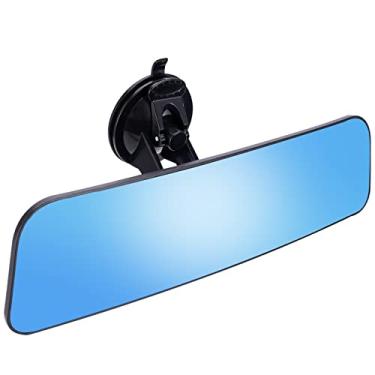 Imagem de Wontolf Espelho retrovisor universal de 30,5 cm, retrovisor, interior, antirreflexo, panorâmico, grande angular, HD, retrovisor com ventosa para carro, caminhão, SUV, barcos, van (azul)