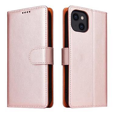 Imagem de YINGDAFENG Capa carteira para iPhone 14 Promax, capa protetora magnética de couro PU com compartimentos para cartão e proteção para câmera à prova de choque, capa interna de TPU (poliuretano termoplástico) rosa
