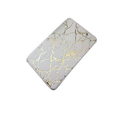 Imagem de SHENGANG Conjunto de 1/3 peças tapete de flanela impressão tapete antiderrapante listrado banheiro banheiro absorvente sala de estar quarto tapete de pés, branco 1 peça