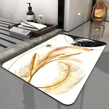 Imagem de SHENGANG Tapete de Banho Tapete de Banho Antiderrapante de Secagem Rápida Banheira Área Lateral Tapetes Diatomita Capacho de Casa Tapete de Cozinha, 13,40x60cm