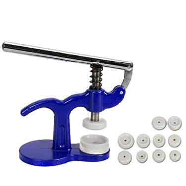 Imagem de Conjunto profissional de 13 peças de prensa de relógio, caixa traseira com fecho de vidro de cristal, ferramenta de reparo de relógio, vem com 12 moldes de adição