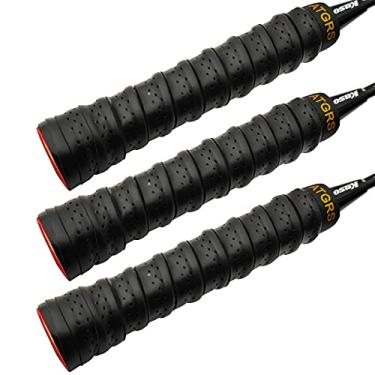 Imagem de ATGRS Fita aderente para raquete de tênis antiderrapante para raquete de tênis de badminton, alça de raquete de pickleball com bordas de amortecimento overgrips (preto)