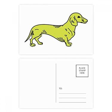 Imagem de Conjunto de cartão postal com estampa de ilustração amarela de cachorro de desenho animado cartão de agradecimento