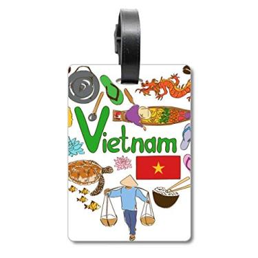 Imagem de Vietnã Love Heart Landscap Bandeira nacional mala etiqueta bagagem cartão etiqueta, Multicolorido.