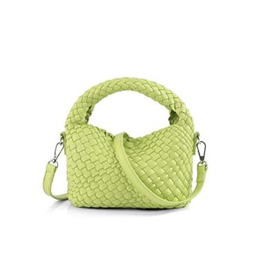 Imagem de Bolsa feminina de tecido pequena transversal, bolsa acolchoada de tecido com alça removível, Fruit Green