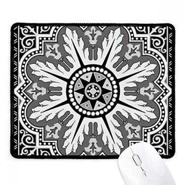 Imagem de Mousepad preto e branco estilo árabe, borda costurada, tapete de borracha para jogos