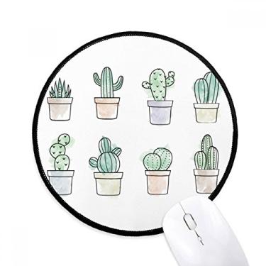 Imagem de Mouse pad com estampa de suculentas de cacto em vaso com ilustração de planta para escritório e computador