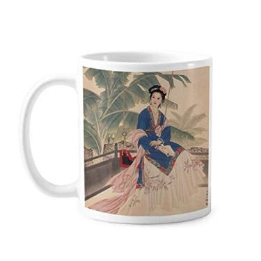 Imagem de Caneca de cerâmica para café e porcelana com flor de folha branca e rosa