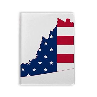Imagem de Virginia USA Mapa Estrelas Listras Bandeira Formato Caderno Capa de Goma Diário Capa Macia Diário